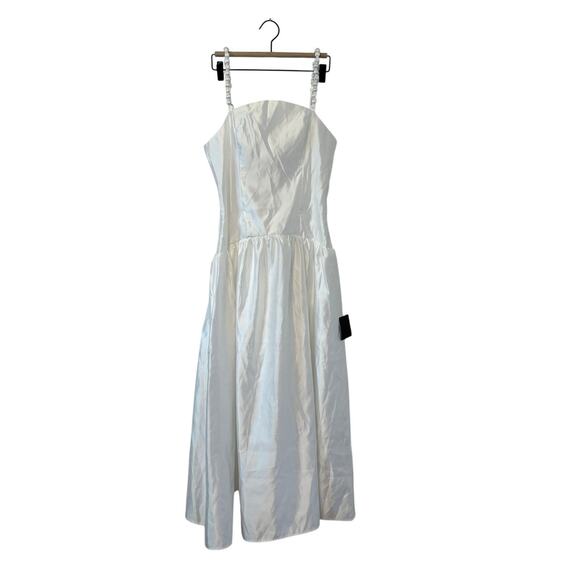 NWT Lulus Modern Adoration White Satin Backless Lace-Up Maxi Dress Size M - Picture 5 of 11